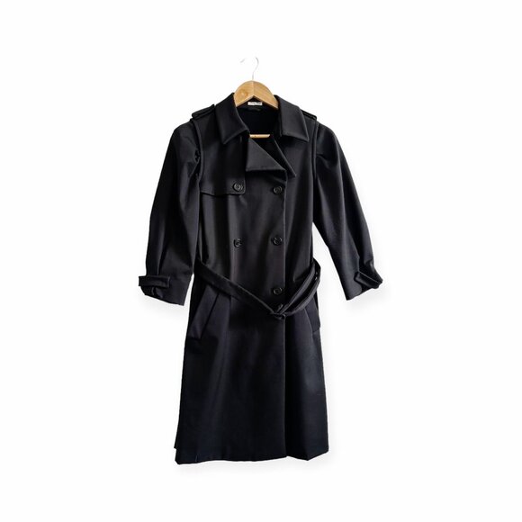 Miu Miu Fall Winter 2007 Black Belted Trench Coat Size 42 IT / US 6 - Picture 1 of 13